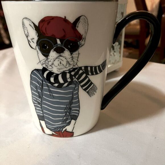 French Bulldog Mug with Red Beret - Picture 9 of 9